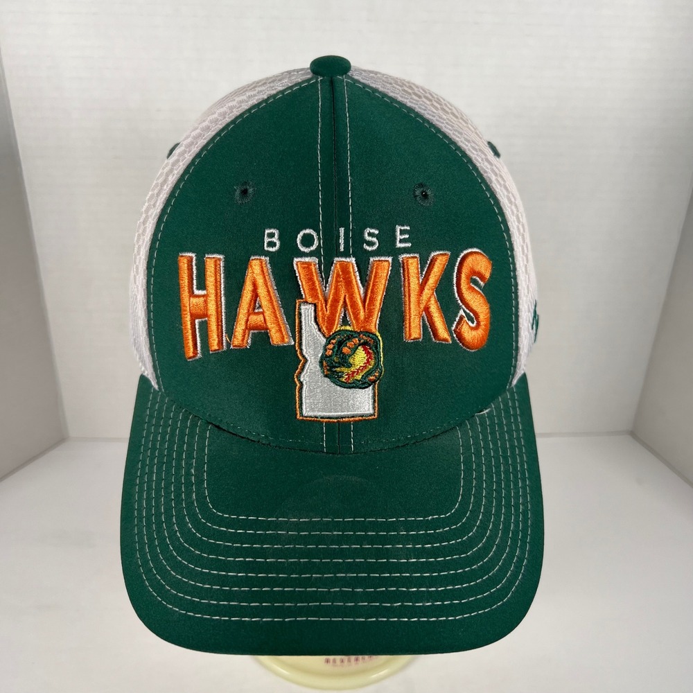 Boise Hawks Zephyr Z-Fit Hat Green White Mesh‎ Stretch Fit Baseball Cap Large